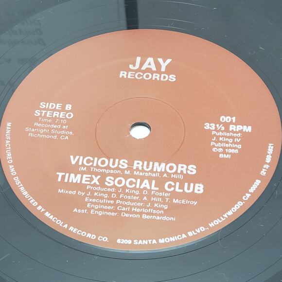 Timex Social Club Rumors Vicious Rumors Single 12" Single Vinyl Jay Records - Picture 8 of 9